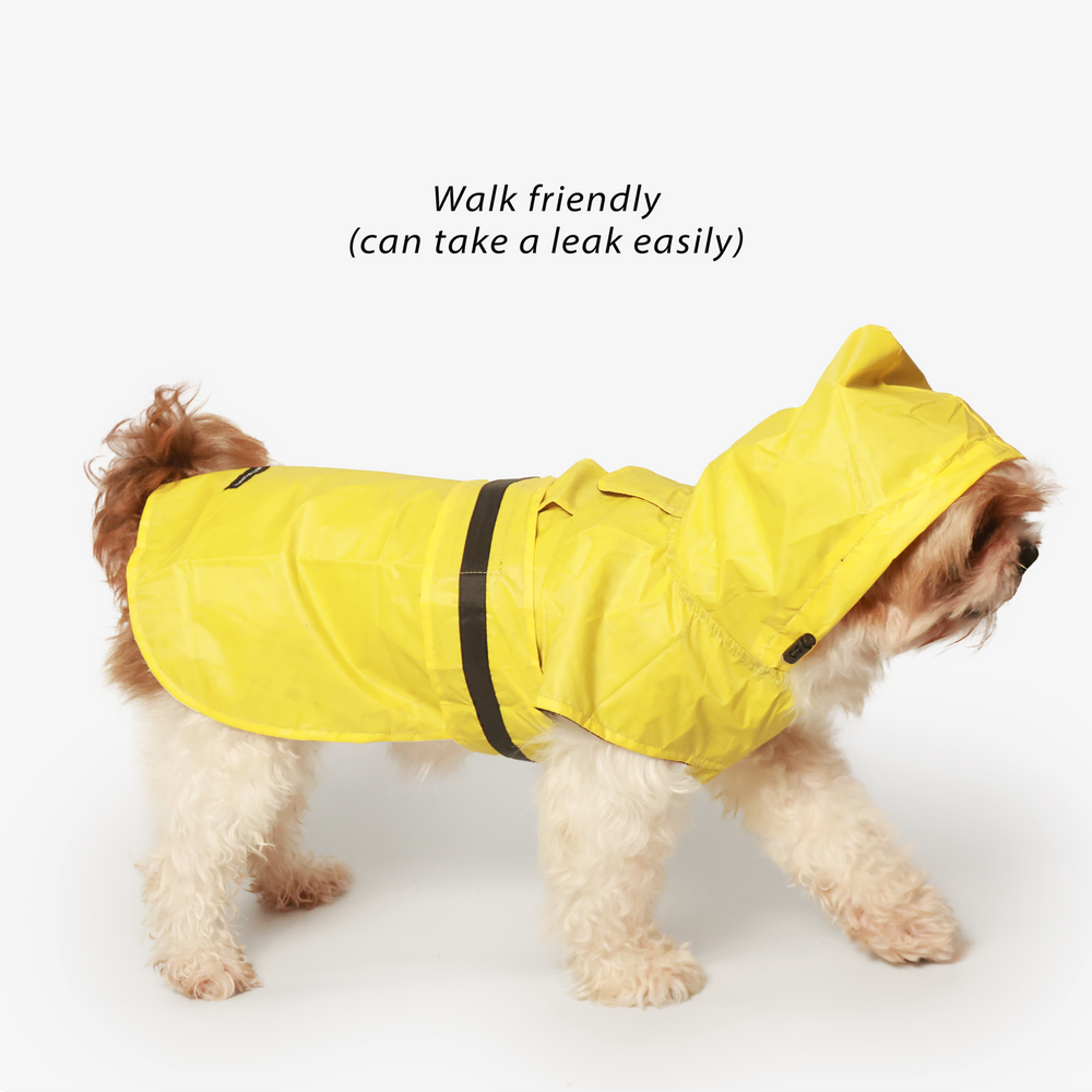 Yellow Hooded Dog Raincoat