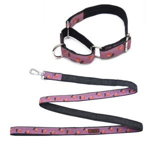 Cola N' Fries Martingale Denim Collar + Leash Set
