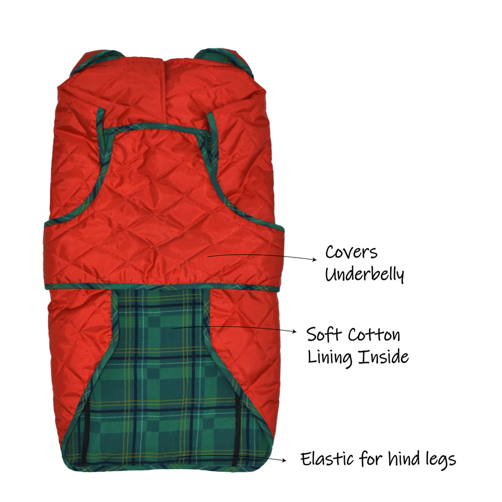 Quilted Red Winter Jackets For Dog, Vest Jacket Coat Small to 5XL Mutt of Course