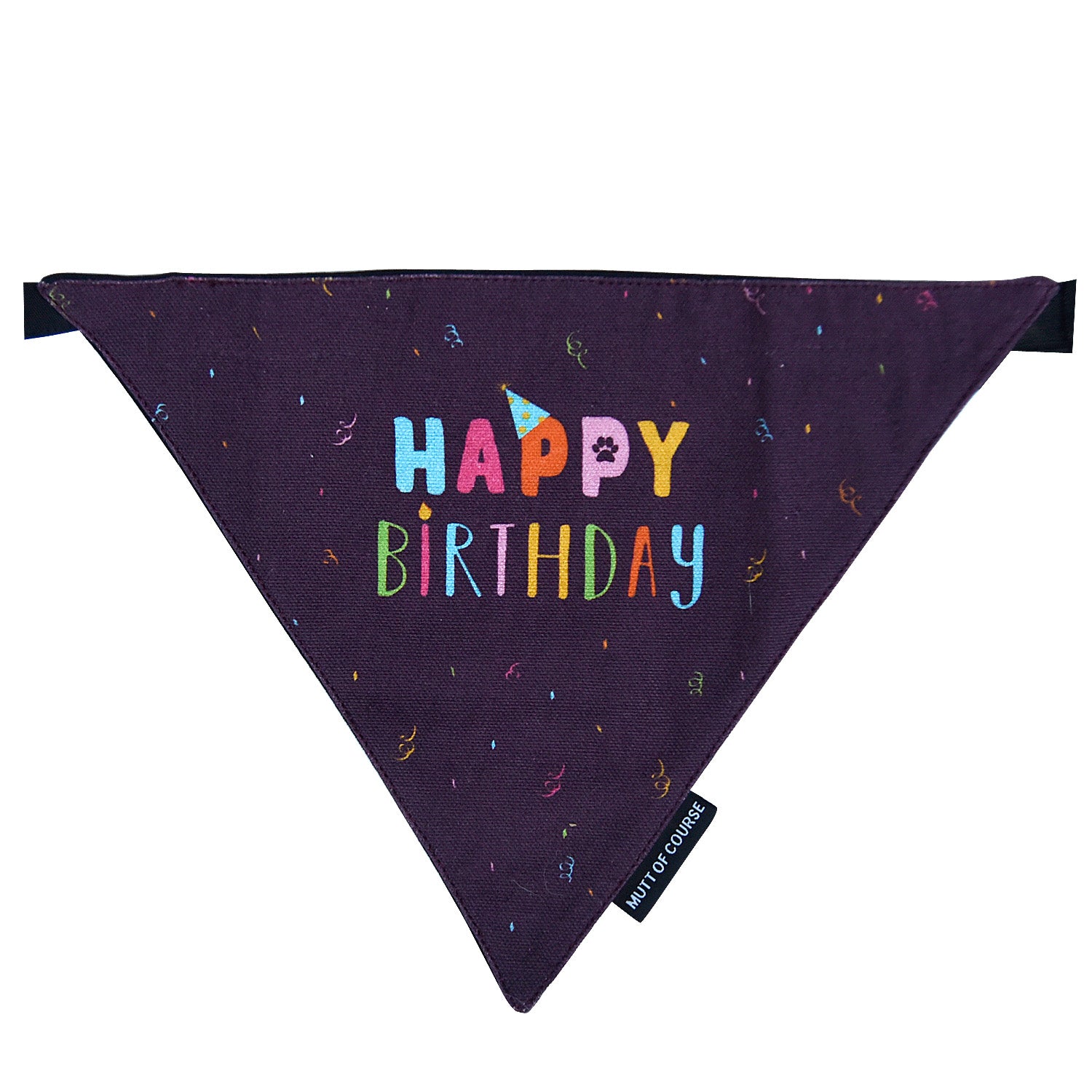 Happy Birthday Bandana Purple Cotton Dog Bandanas Mutt of Course